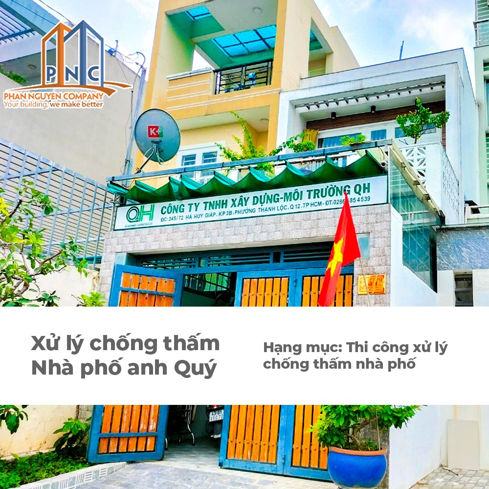 thi công và xử lý chống thấm nhà phố anh Quý - Quận 12